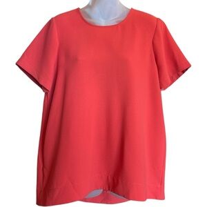 Madewell Crepe Coral Blouse L High Low Scoop Neck Cap Sleeve Flowy Top